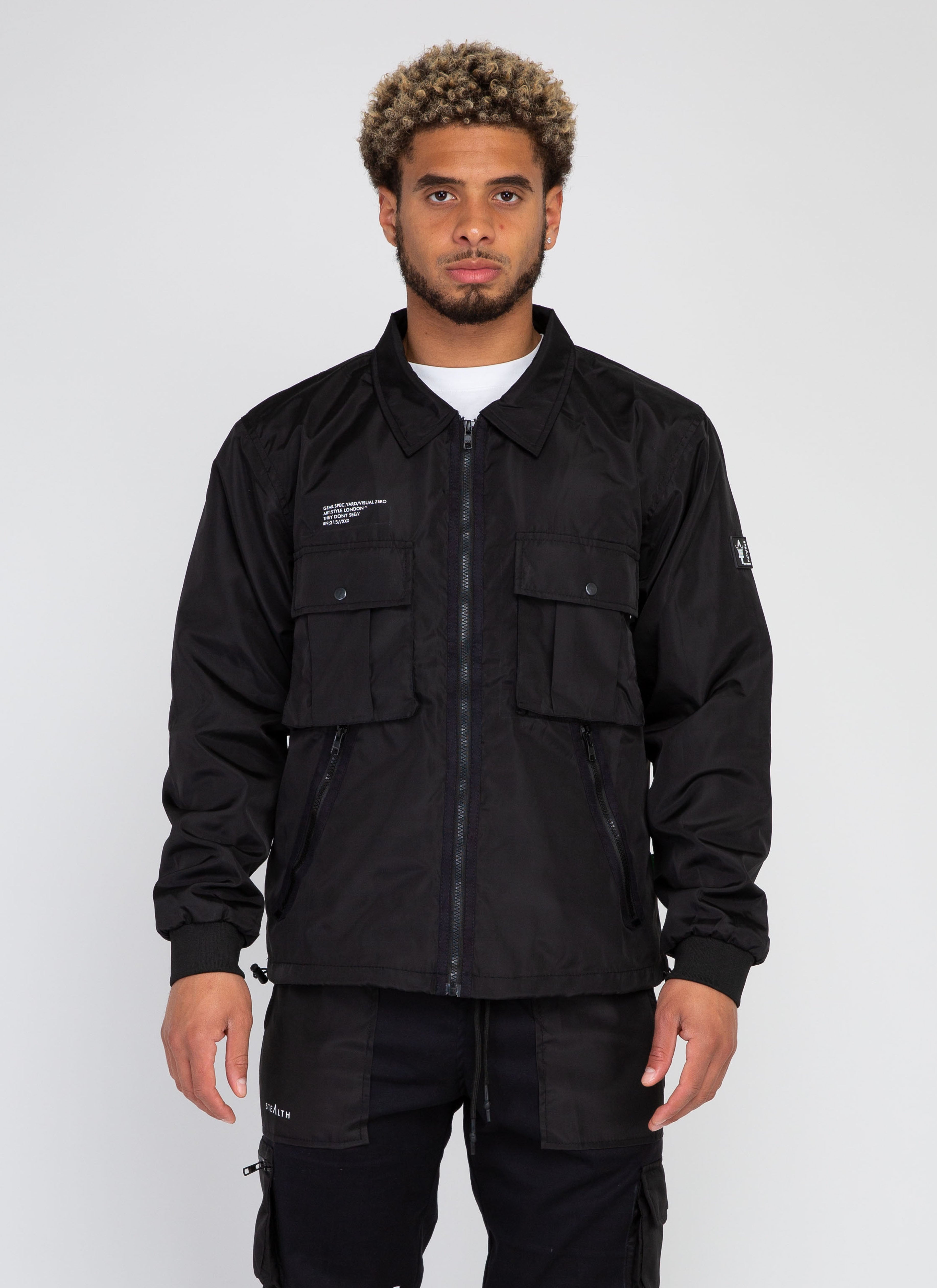 Cargo Zipped shirt Jacket (Black)