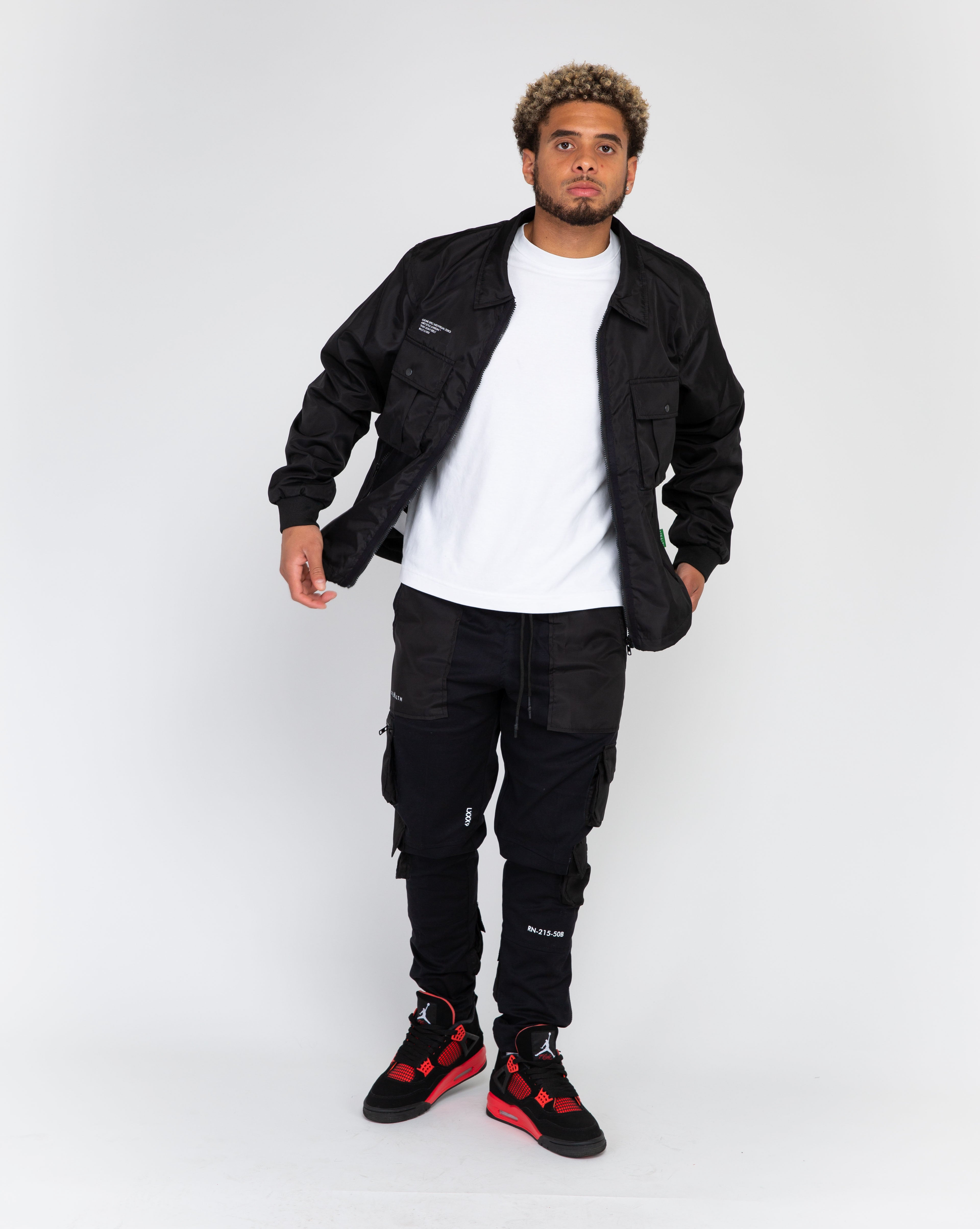 Cargo Zipped shirt Jacket (Black)