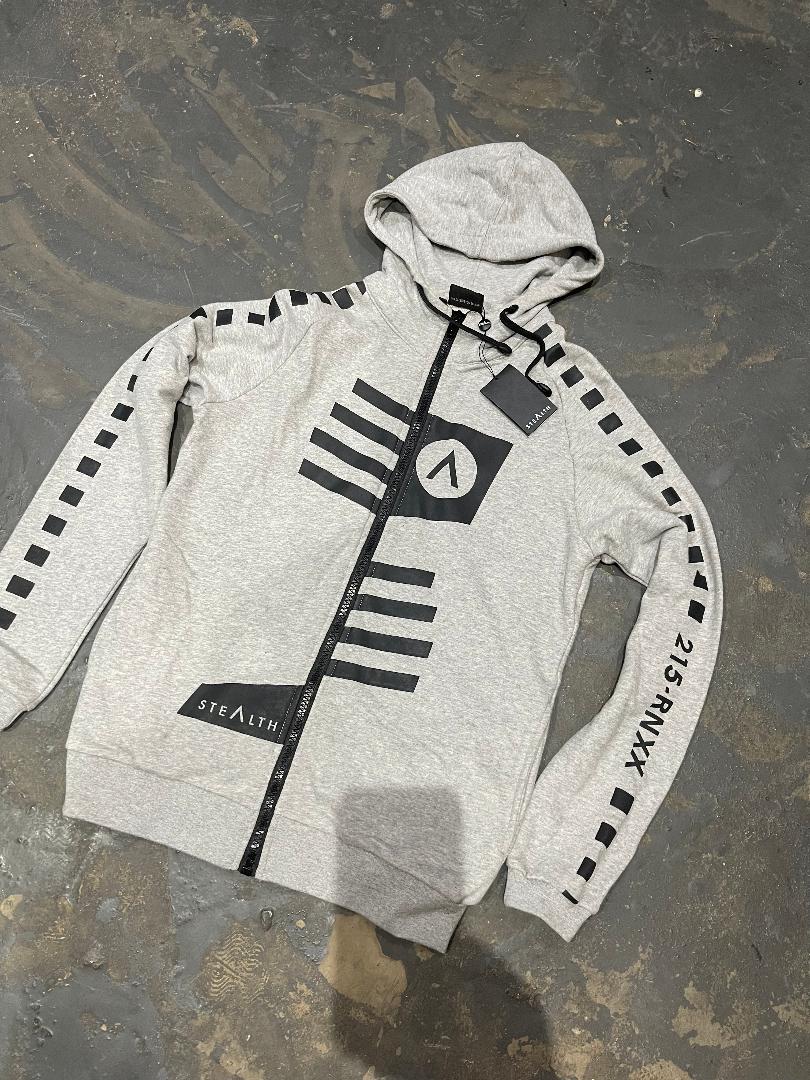 ZIP LOGOS HOODY GREY MEDIUM (SAMPLE)