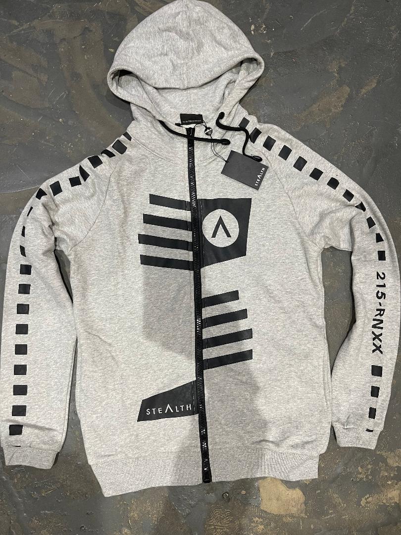 ZIP LOGOS HOODY GREY MEDIUM (SAMPLE)